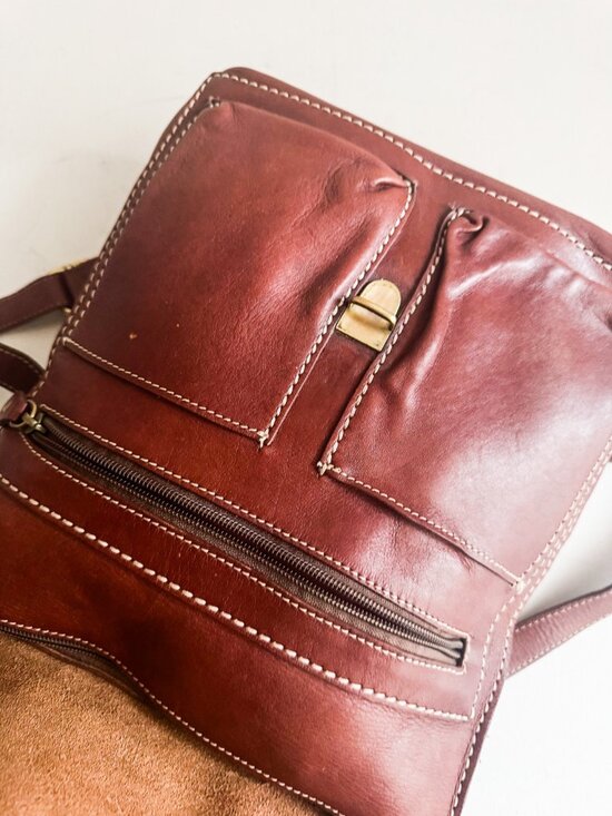 Roots Backpack Brown Leather Satchel Messenger Bag Horween Unisex main image 6